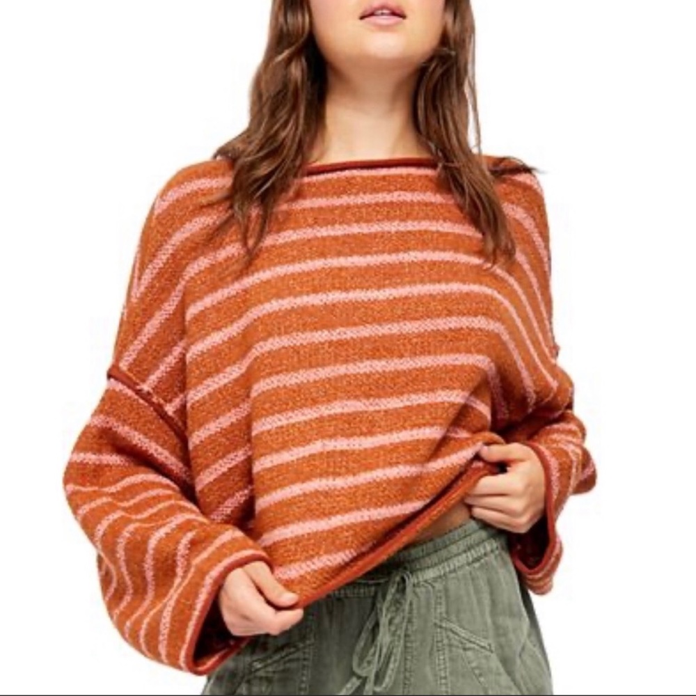New Free People Bardot Stripe Sweater